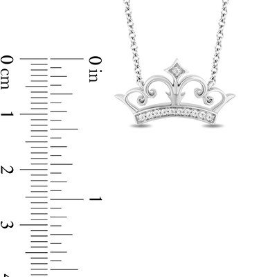 Enchanted Disney Ultimate Princess Celebration 0.085 CT. T.W. Diamond Tiara Necklace in Sterling Silver - 19"