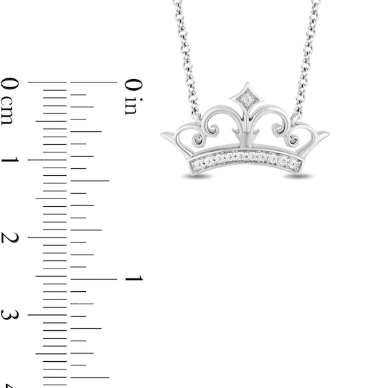 Enchanted Disney Ultimate Princess Celebration 0.085 CT. T.W. Diamond Tiara Necklace in Sterling Silver - 19"