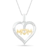 Thumbnail Image 0 of 0.04 CT. T.W. Diamond Heart "MOM" Pendant in Sterling Silver and 10K Gold