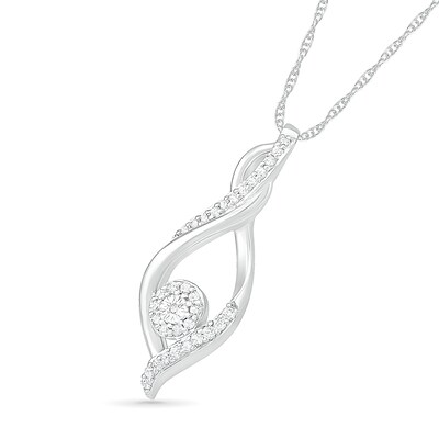 0.145 CT. T.W. Composite Diamond Infinity Loop Pendant in Sterling Silver