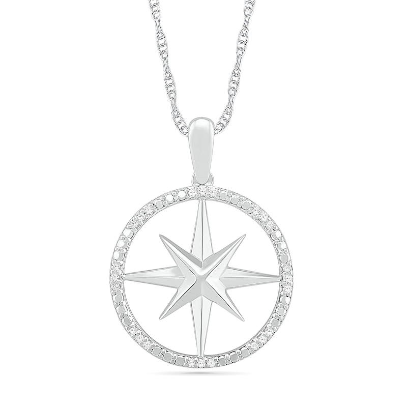 0.067 CT. T.W. Diamond Compass Pendant in Sterling Silver|Peoples Jewellers