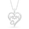 Thumbnail Image 0 of 0.085 CT. T.W. Diamond Double Heart "MOM" Pendant in Sterling Silver