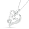 Thumbnail Image 1 of 0.085 CT. T.W. Diamond Double Heart "MOM" Pendant in Sterling Silver