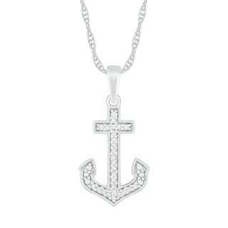 0.067 CT. T.W. Diamond Anchor Pendant in Sterling Silver