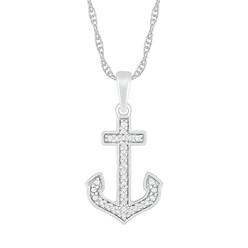 0.067 CT. T.W. Diamond Anchor Pendant in Sterling Silver