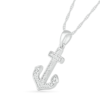 0.067 CT. T.W. Diamond Anchor Pendant in Sterling Silver