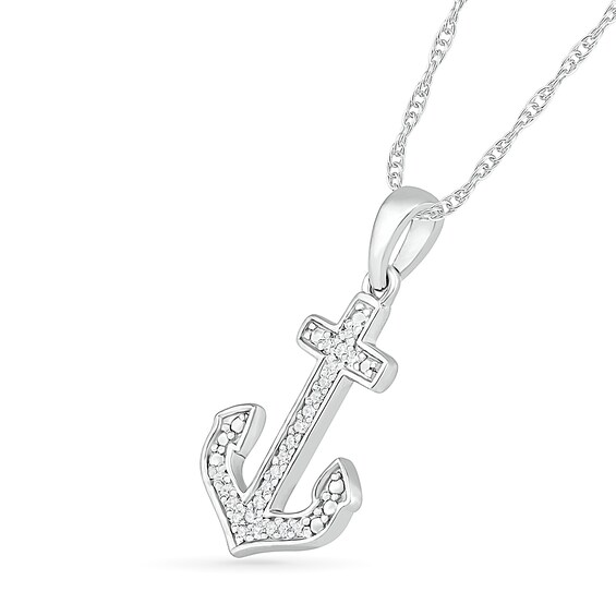 0.067 CT. T.W. Diamond Anchor Pendant in Sterling Silver