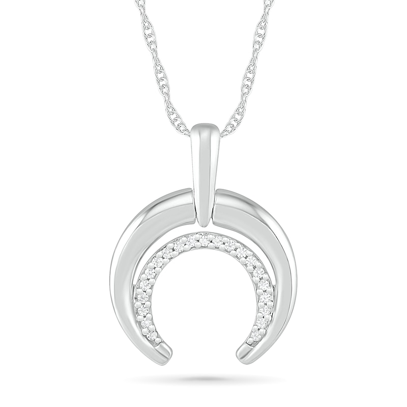 0.065 CT. T.W. Diamond Horseshoe Pendant in Sterling Silver|Peoples Jewellers