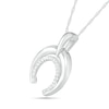 Thumbnail Image 1 of 0.065 CT. T.W. Diamond Horseshoe Pendant in Sterling Silver