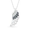 Thumbnail Image 0 of Black Enhanced and White Diamond Accent Angel Wing Pendant in Sterling Silver