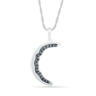 0.086 CT. T.W. Black Enhanced Diamond Crescent Moon Pendant in Sterling Silver