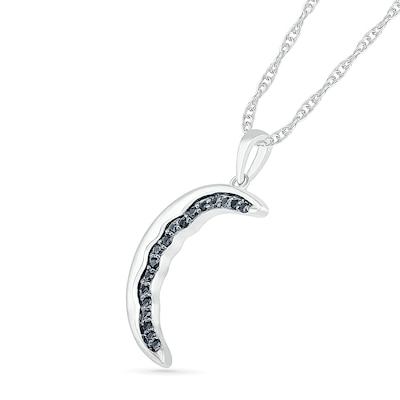 0.086 CT. T.W. Black Enhanced Diamond Crescent Moon Pendant in Sterling Silver