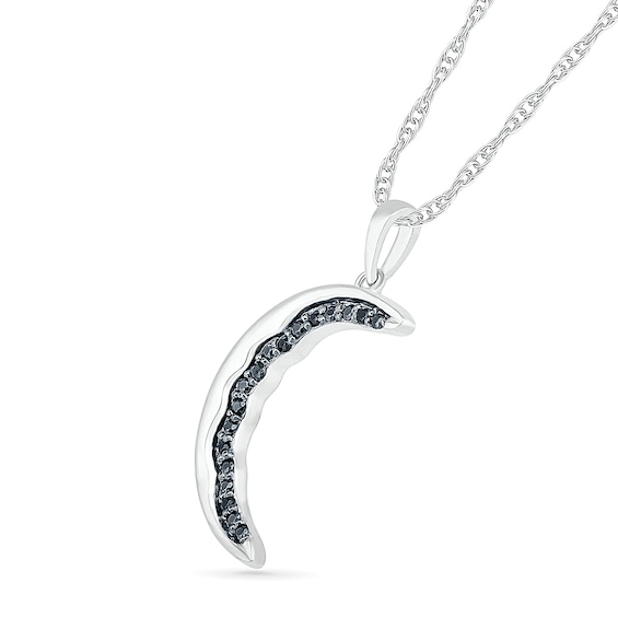 0.086 CT. T.W. Black Enhanced Diamond Crescent Moon Pendant in Sterling Silver