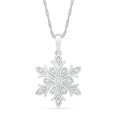 0.066 CT. T.W. Diamond Snowflake Pendant in Sterling Silver