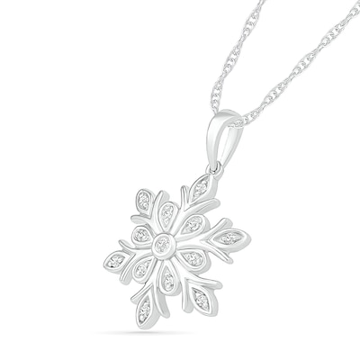 0.066 CT. T.W. Diamond Snowflake Pendant in Sterling Silver