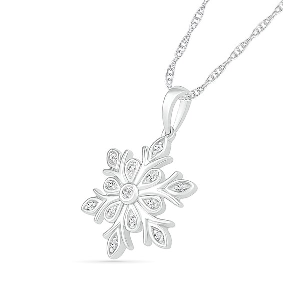 0.066 CT. T.W. Diamond Snowflake Pendant in Sterling Silver