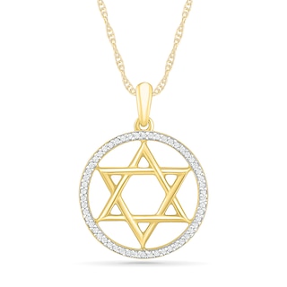 0.086 CT. T.W. Diamond Star of David Pendant in Sterling Silver with 14K Gold Plate