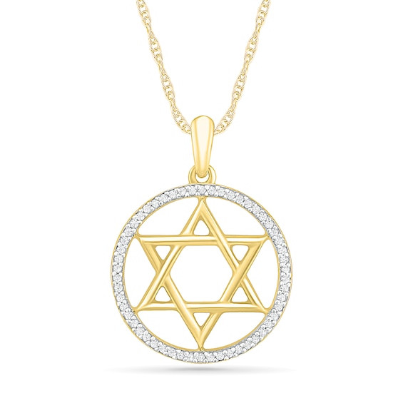 0.086 CT. T.W. Diamond Star of David Pendant in Sterling Silver with 14K Gold Plate