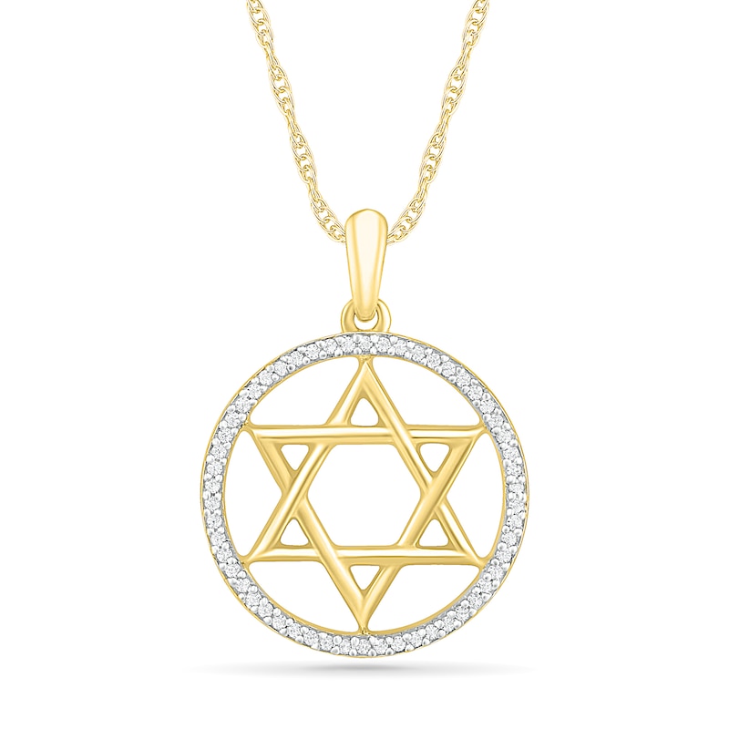 0.086 CT. T.W. Diamond Star of David Pendant in Sterling Silver with 14K Gold Plate|Peoples Jewellers
