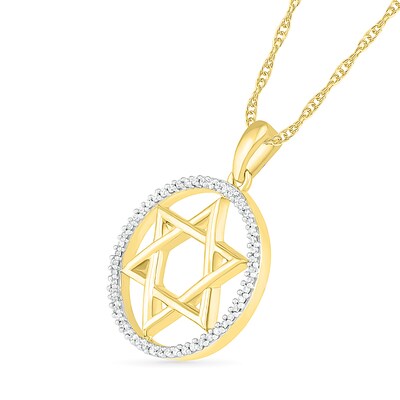 0.086 CT. T.W. Diamond Star of David Pendant in Sterling Silver with 14K Gold Plate