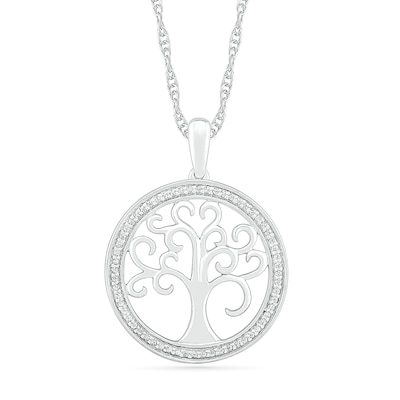 0.11 CT. T.W. Diamond Tree of Life Pendant in Sterling Silver