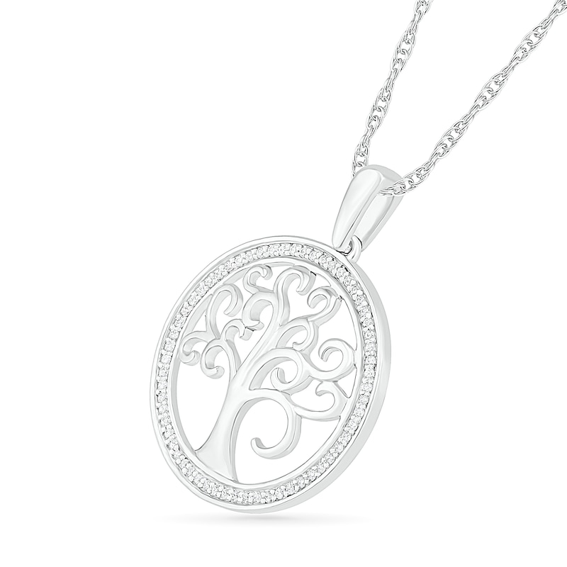 0.11 CT. T.W. Diamond Tree of Life Pendant in Sterling Silver
