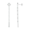 Thumbnail Image 2 of 0.45 CT. T.W. Baguette and Round Diamond Linear Drop Earrings in Sterling Silver