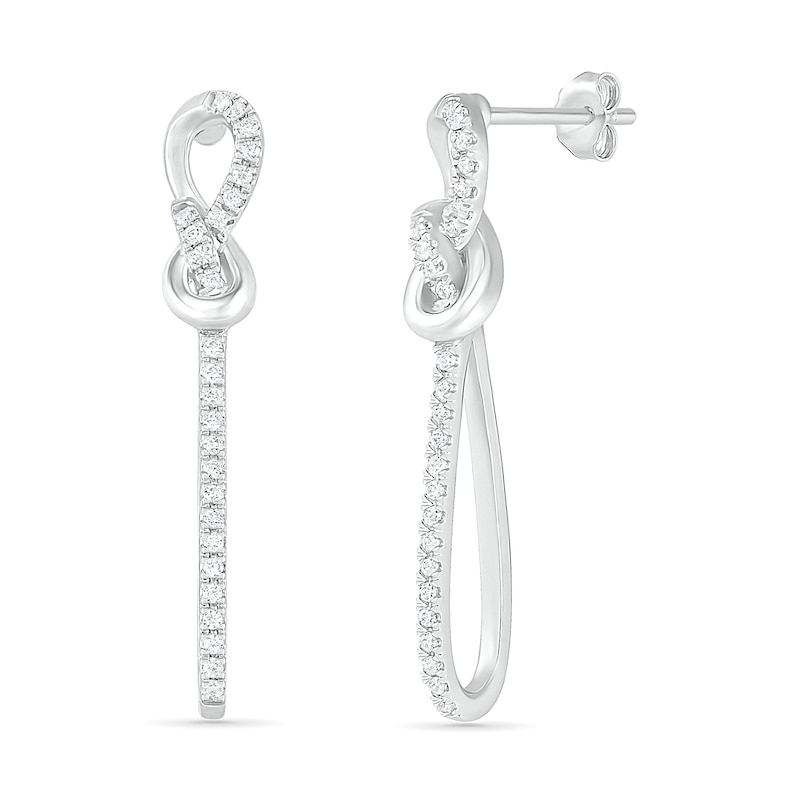 0.18 CT. T.W. Diamond Infinity Loop Drop Earrings in Sterling Silver|Peoples Jewellers