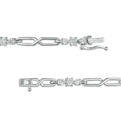 1.23 CT. T.W. Diamond Past Present Future® Station "X" Link Bracelet in 10K White Gold