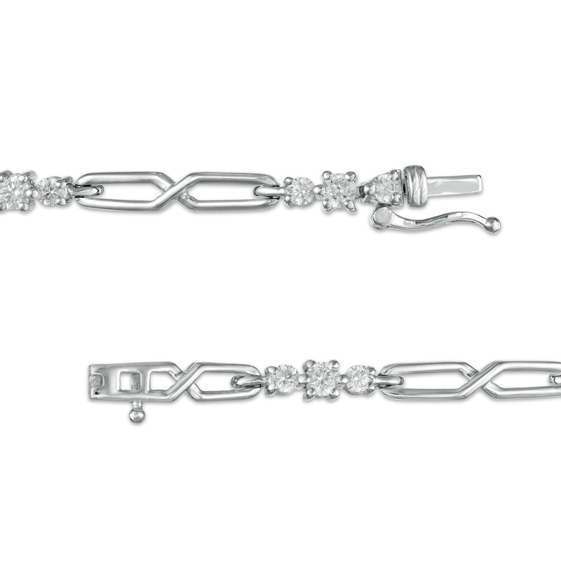 1.23 CT. T.W. Diamond Past Present Future® Station "X" Link Bracelet in 10K White Gold