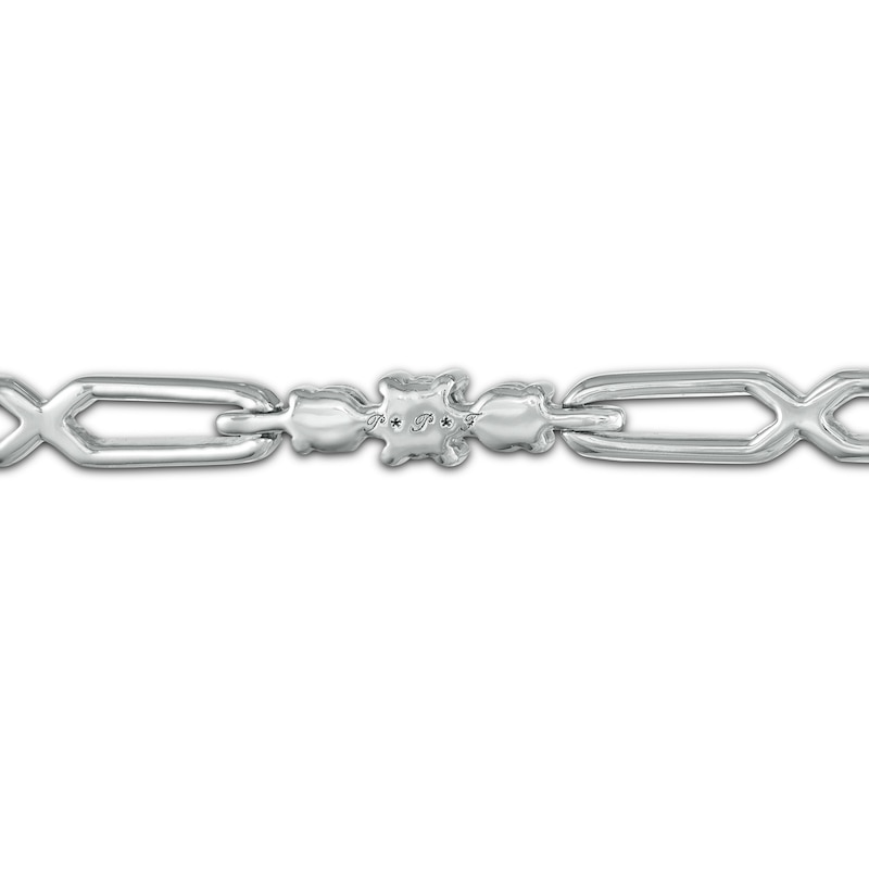 Main Image 4 of 1.23 CT. T.W. Diamond Past Present Future® Station &quot;X&quot; Link Bracelet in 10K White Gold