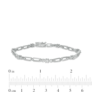 1.23 CT. T.W. Diamond Past Present Future® Station "X" Link Bracelet in 10K White Gold