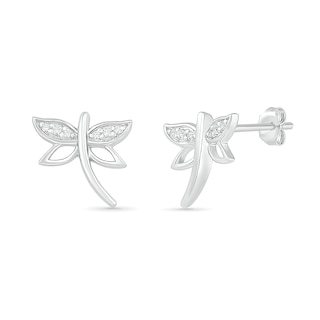 0.04 CT. T.W. Diamond Dragonfly Stud Earrings in Sterling Silver