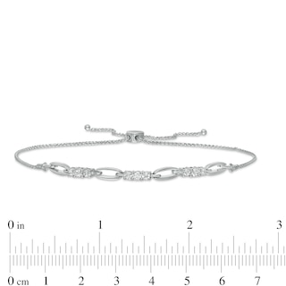 0.45 CT. T.W. Diamond Past Present Future® Link Bolo Bracelet in 10K White Gold -10.5"