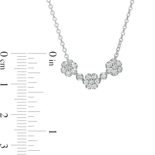 0.45 CT. T.W. Diamond Past Present Future® Flower Necklace in 10K White Gold - 17"