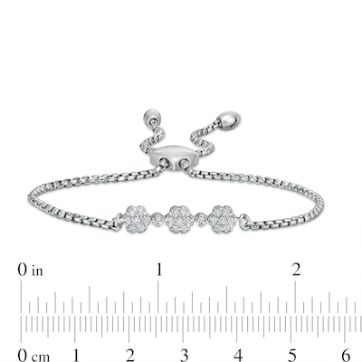 0.45 CT. T.W. Diamond Past Present Future® Flower Bolo Bracelet in 10K White Gold - 9.0"