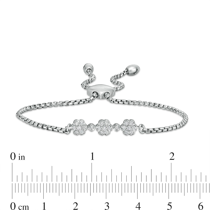 0.45 CT. T.W. Diamond Past Present Future® Flower Bolo Bracelet in 10K White Gold - 9.0"|Peoples Jewellers