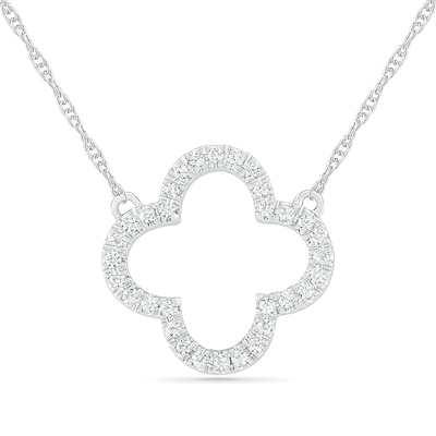 0.086 CT. T.W. Diamond Clover Necklace in Sterling Silver