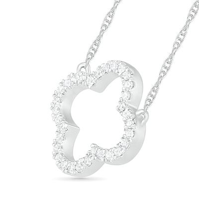 0.086 CT. T.W. Diamond Clover Necklace in Sterling Silver