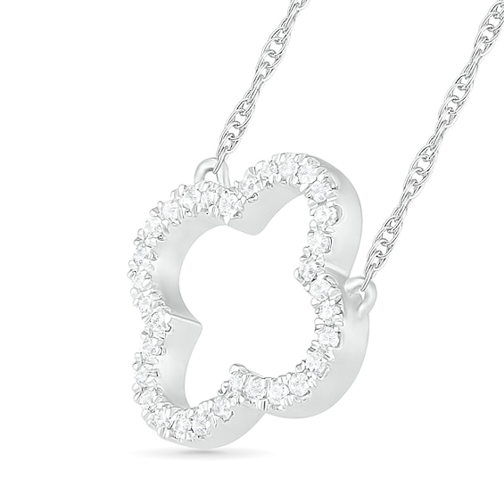 0.086 CT. T.W. Diamond Clover Necklace in Sterling Silver