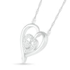 Thumbnail Image 1 of 0.085 CT. T.W. Diamond Double Heart Outline Necklace in Sterling Silver