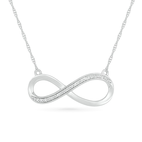 0.085 CT. T.W. Diamond Asymmetrical Infinity Necklace in Sterling Silver