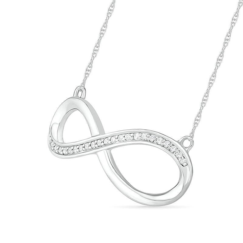 0.085 CT. T.W. Diamond Asymmetrical Infinity Necklace in Sterling Silver|Peoples Jewellers