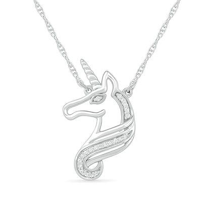 0.04 CT. T.W. Diamond Unicorn Necklace in Sterling Silver