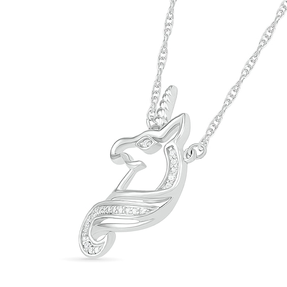 0.04 CT. T.W. Diamond Unicorn Necklace in Sterling Silver