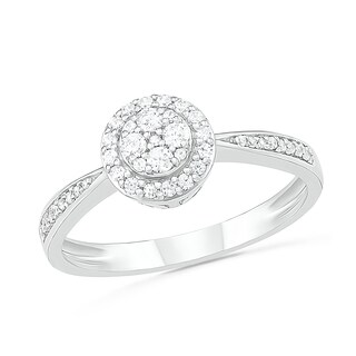 0.23 CT. T.W. Composite Diamond Frame Promise Ring in Sterling Silver