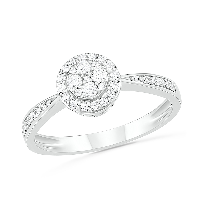 0.23 CT. T.W. Composite Diamond Frame Promise Ring in Sterling Silver|Peoples Jewellers