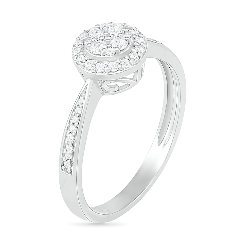 0.23 CT. T.W. Composite Diamond Frame Promise Ring in Sterling Silver