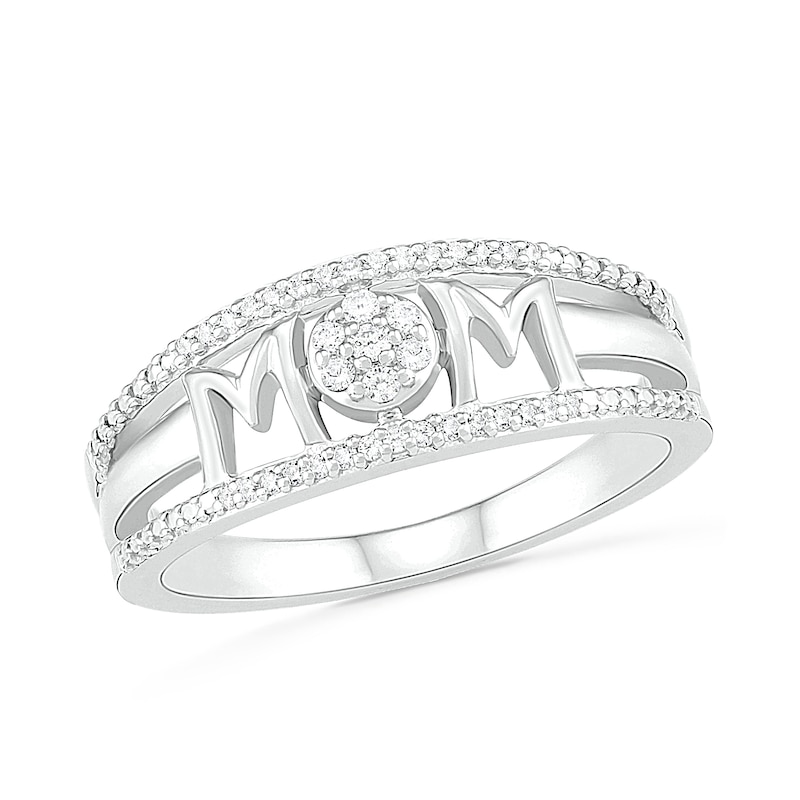 0.085 CT. T.W. Diamond "MOM" Double Row Ring in Sterling Silver