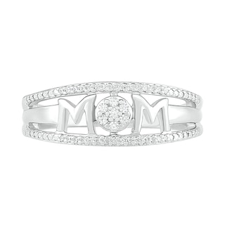 0.085 CT. T.W. Diamond "MOM" Double Row Ring in Sterling Silver